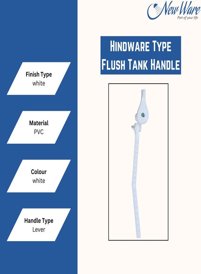 NEW WARE® Plastic Flush Tank Lever Handle (Indian Type) | Toilet Flush Lever Replacement | Durable ABS Plastic | Easy Installation | White | Pack of 1 - Image 5
